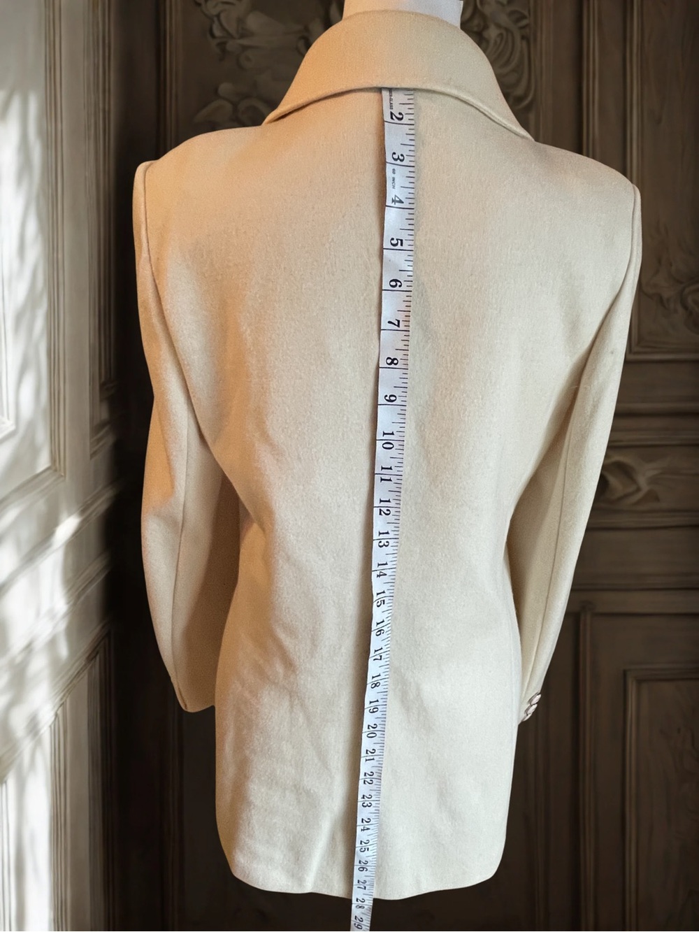 Vintage BLEYLE Women's 100% Wool Double Breasted Car Coat Jacket Cream Size 10 - Picture 9 of 14